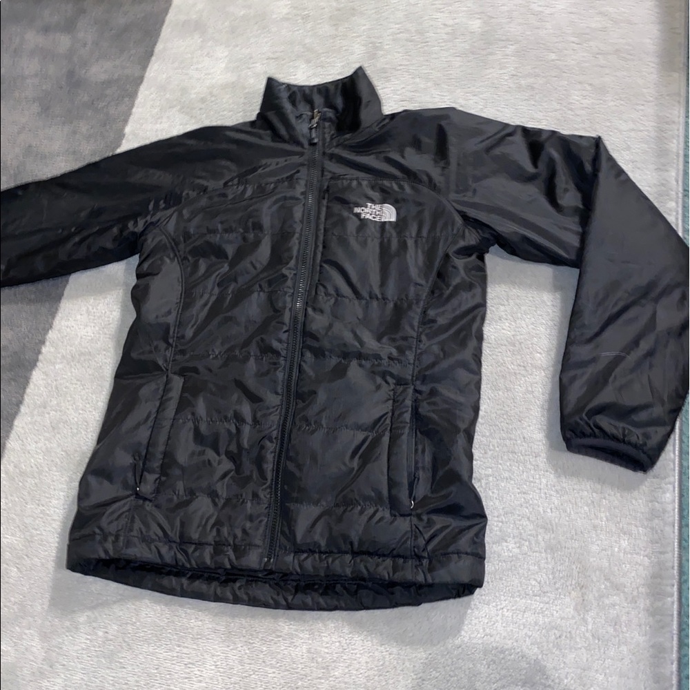 The North Face black down jacket
